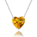 Gorgeous 1 Carat Heart Cut - SWAROVSKI Citrine - November Birthstone Pendant Necklace in 18K White Gold Plating over Silver