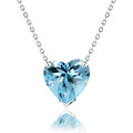 Gorgeous 1 Carat Heart Cut - SWAROVSKI Blue Topaz - December Birthstone Pendant Necklace in 18K White Gold Plating over Silver