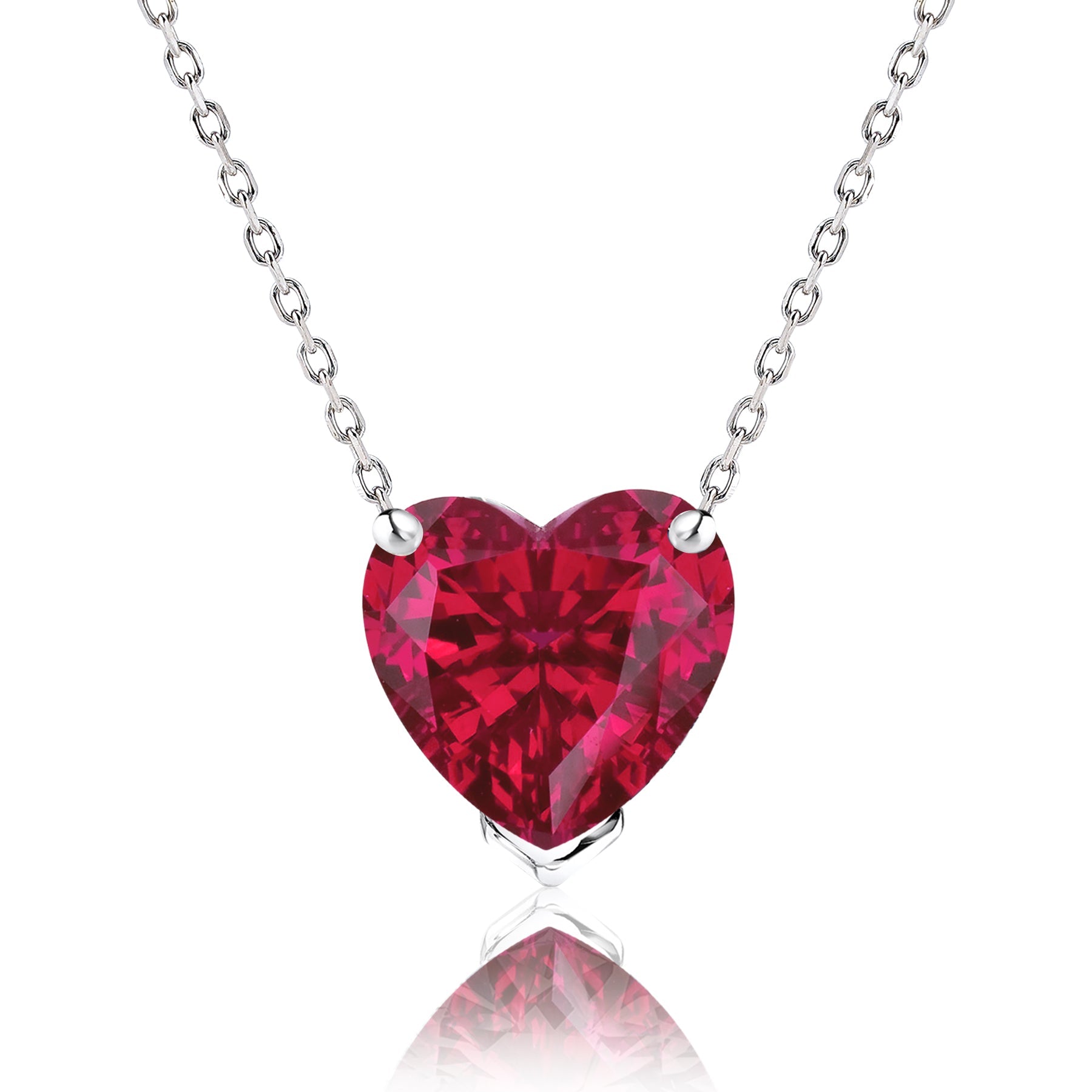 Gorgeous 1 Carat Heart Cut - SWAROVSKI Ruby - July Birthstone Pendant Necklace in 18K White Gold Plating over Silver