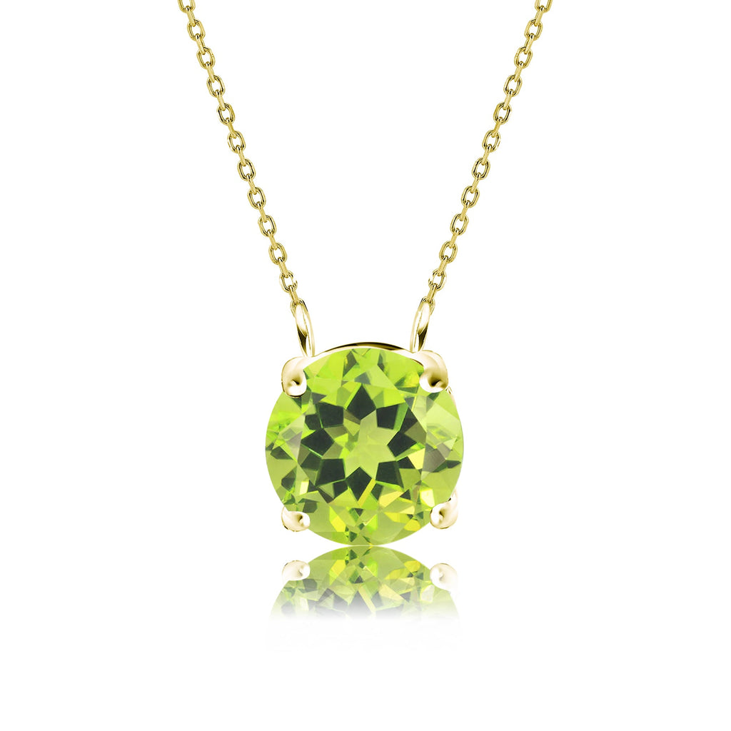 JeenMata 1 Carat Peridot - August Birthstone Solitaire Pendant Necklace in 18K Yellow Gold Plated, Female, Adult