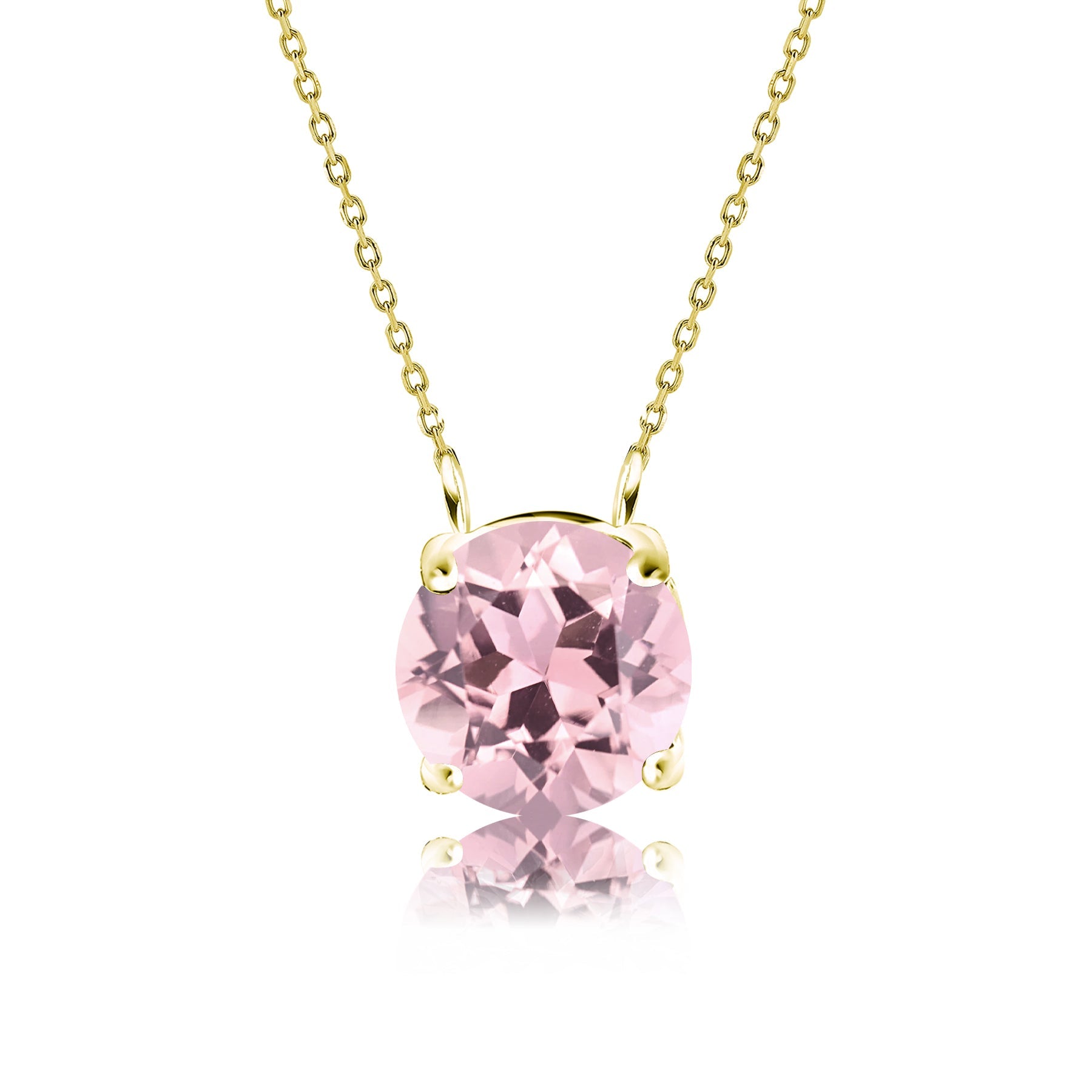 JeenMata 1 Carat Pink Tourmaline - October Birthstone Solitaire Pendant Necklace in 18K Yellow Gold Plated, Female, Adult