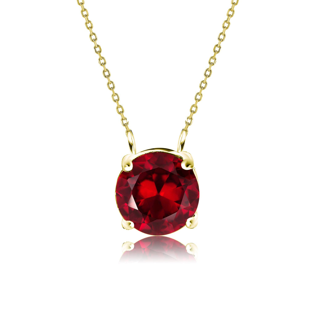 JeenMata 1 Carat Garnet - January Birthstone Solitaire Pendant Necklace in 18K Yellow Gold Plated, Female, Adult