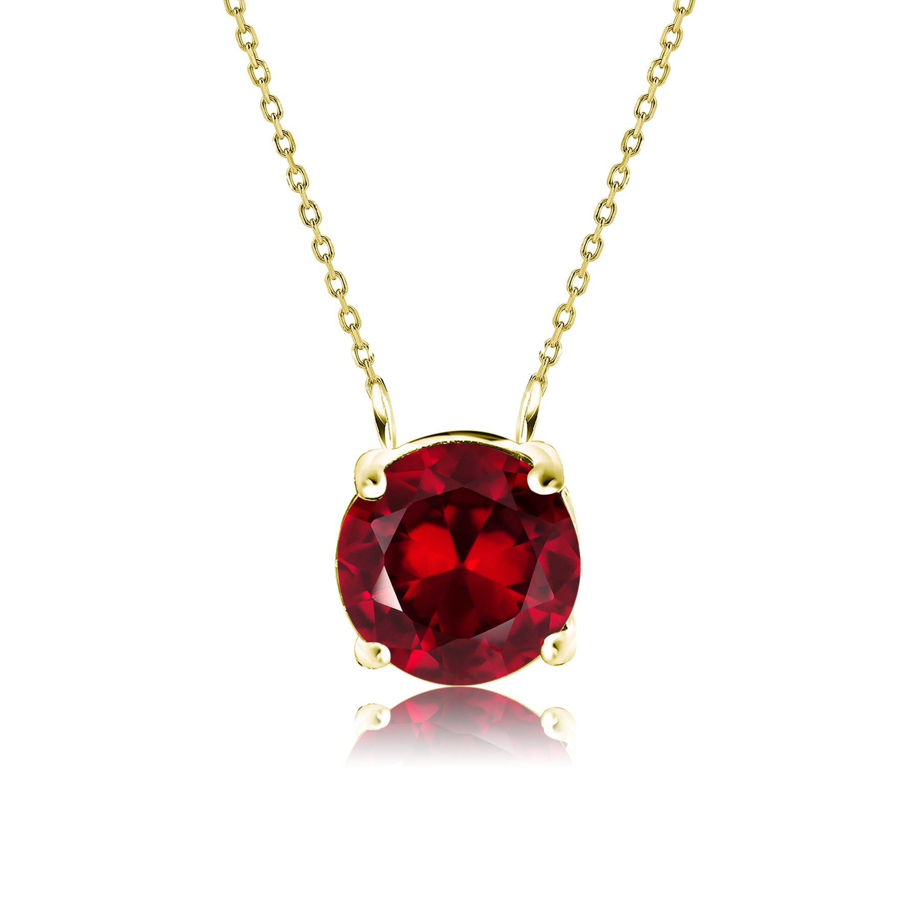 JeenMata 1 Carat Garnet - January Birthstone Solitaire Pendant Necklace in 18K Yellow Gold Plated, Female, Adult