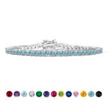 Classic 5.5 TCW Round Cut December - Blue Topaz - Birthstone Tennis Bracelet Eternity Design - White Gold Plating, Female, Adult