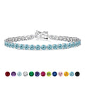 11 TCW Round Cut December - Blue Topaz - Birthstone Tennis Bracelet for Women in Eternity Design - White Gold Plating, Female, Adult