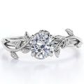 0.50 Carat Round Cut Moissanite Bohemian Engagement Ring - Vintage Moissanite Promise Ring - 18k White Gold over Silver