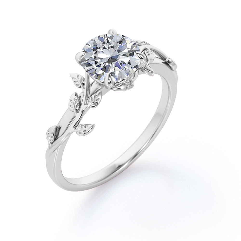 2 Carat Round Cut Moissanite Bohemian Engagement Ring - Vintage Moissanite Promise Ring - 18K White Gold over Silver