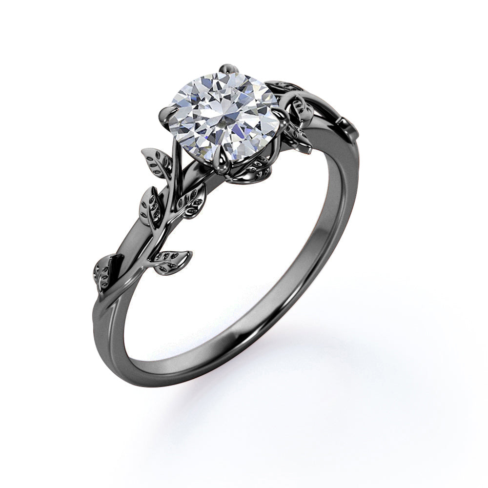 2 Carat Round Cut Moissanite Bohemian Engagement Ring - Vintage Moissanite Promise Ring - 18K White Gold over Silver