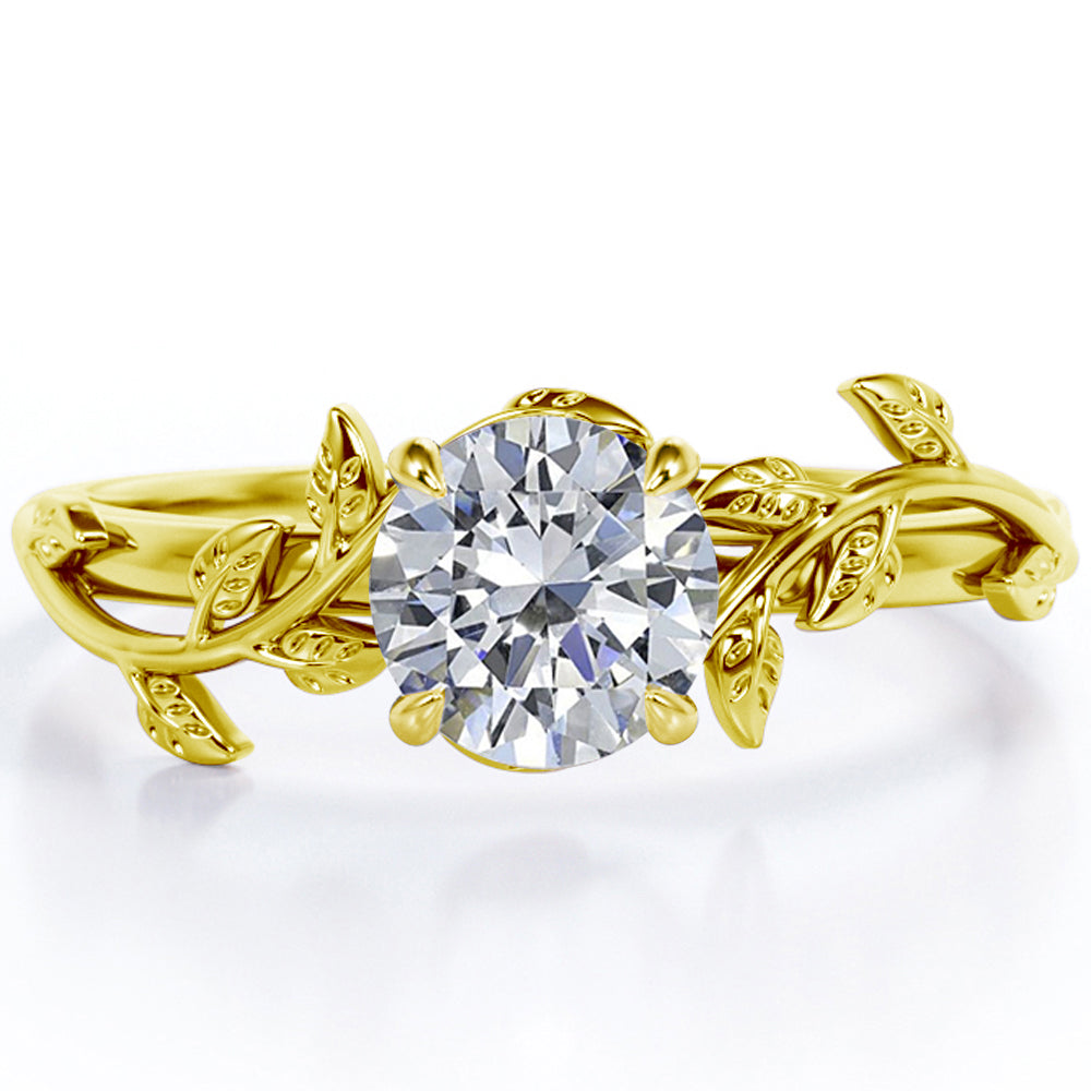 2 Carat Round Cut Moissanite Bohemian Engagement Ring - Vintage Moissanite Promise Ring - 18K White Gold over Silver