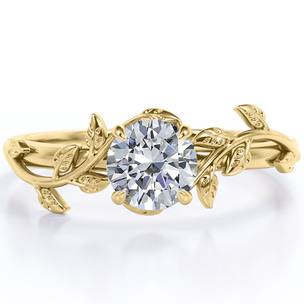 0.50 Carat Round Cut Moissanite Bohemian Engagement Ring - Vintage Moissanite Promise Ring - 18k White Gold over Silver