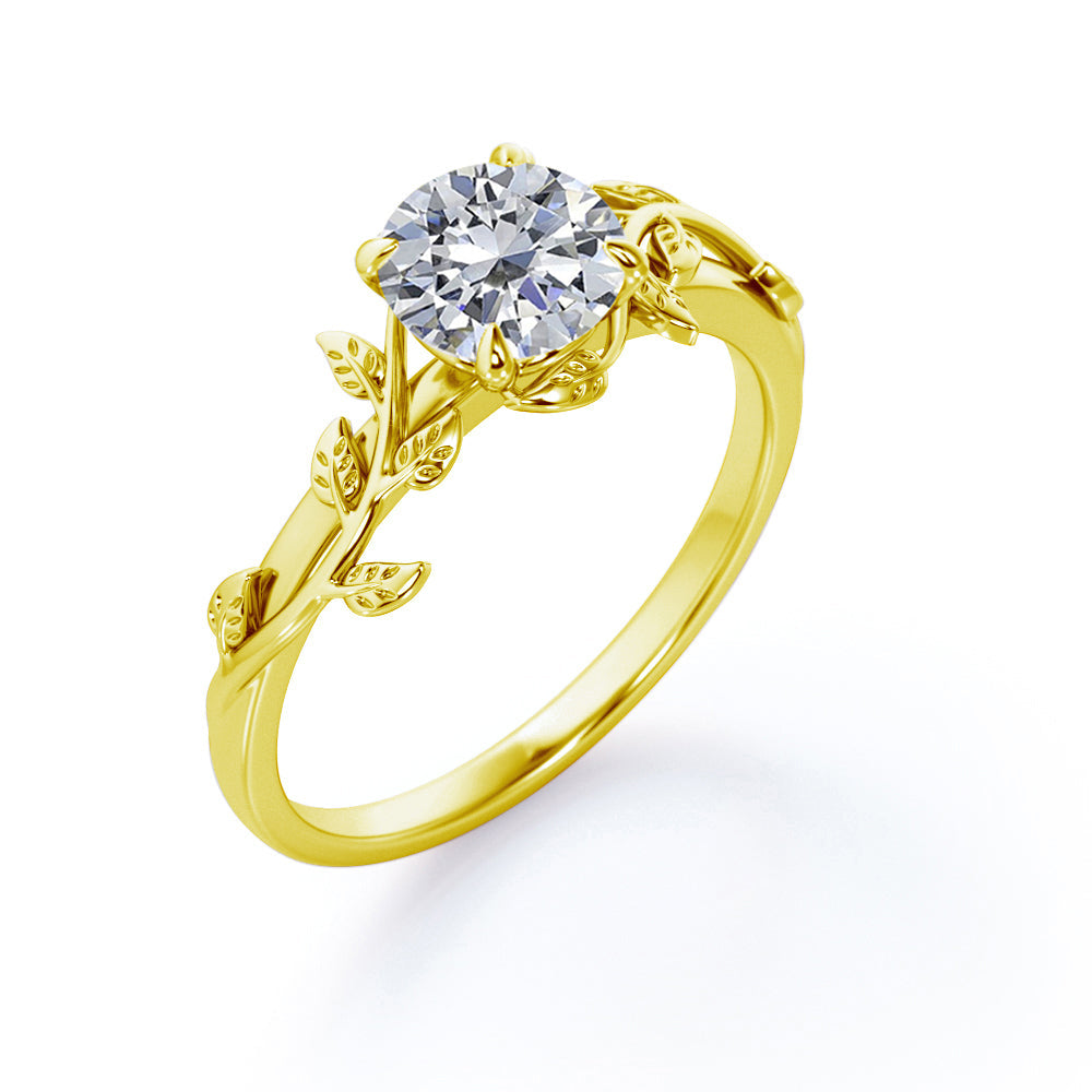 2 Carat Round Cut Moissanite Bohemian Engagement Ring - Vintage Moissanite Promise Ring - 18K White Gold over Silver
