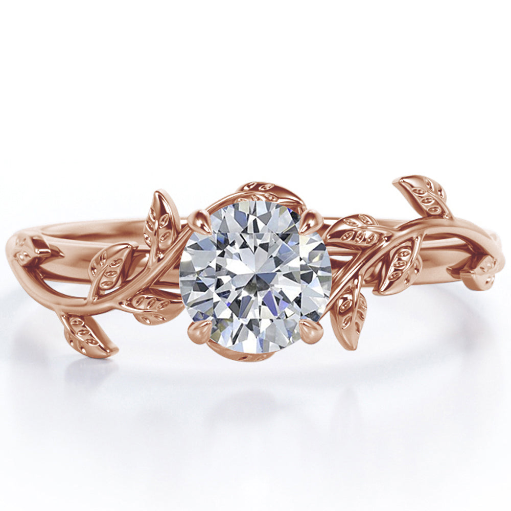 2 Carat Round Cut Moissanite Bohemian Engagement Ring - Vintage Moissanite Promise Ring - 18K White Gold over Silver