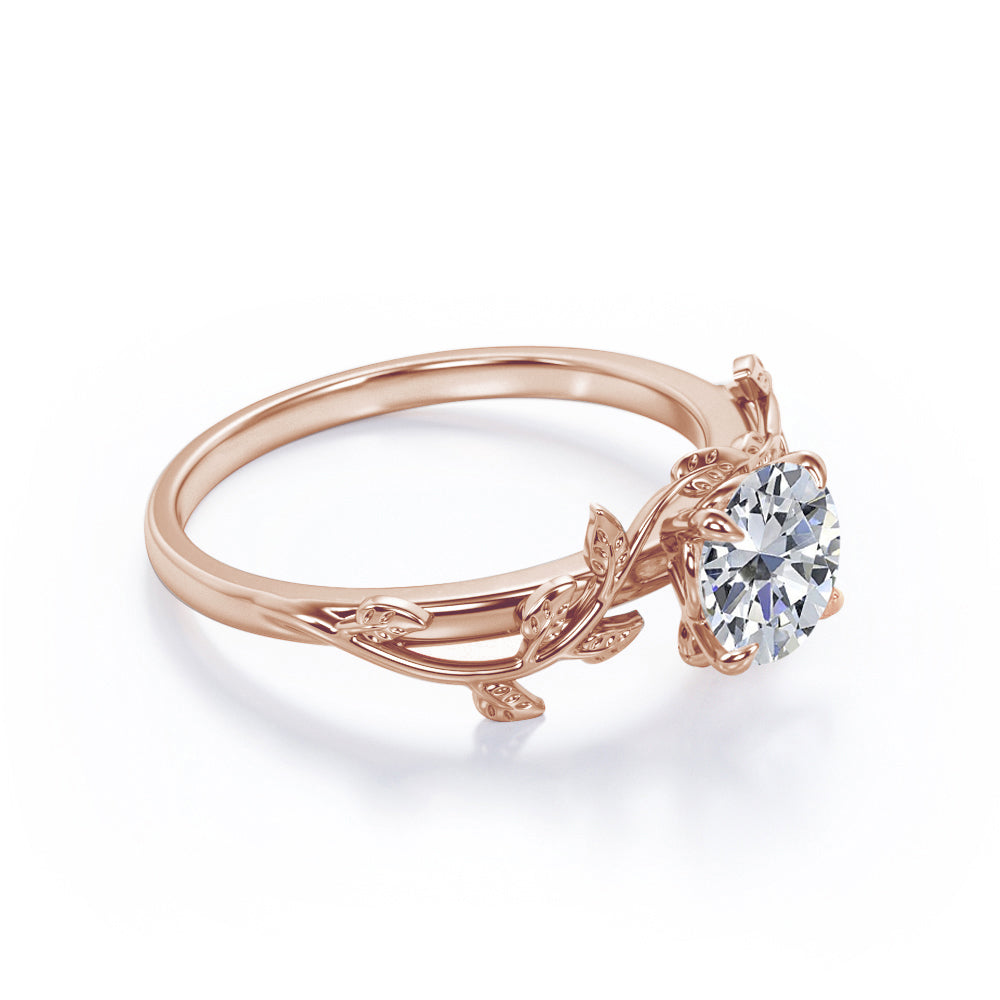 2 Carat Round Cut Moissanite Bohemian Engagement Ring - Vintage Moissanite Promise Ring - 18K White Gold over Silver