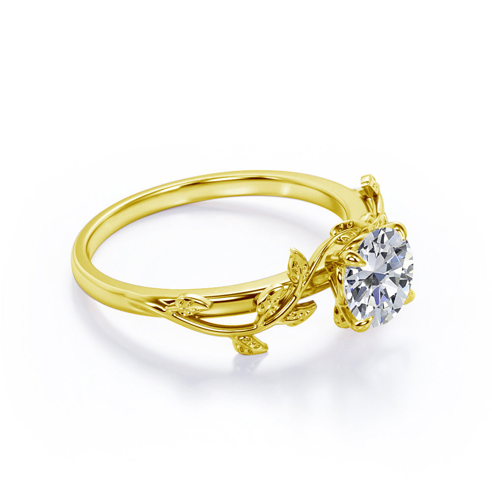 2 Carat Round Cut Moissanite Bohemian Engagement Ring - Vintage Moissanite Promise Ring - 18K White Gold over Silver