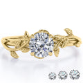 JeenMata 0.50 Carat Round Cut Moissanite Bohemian Engagement Ring - Vintage Moissanite Promise Ring - 18k Yellow Gold Plating for Women