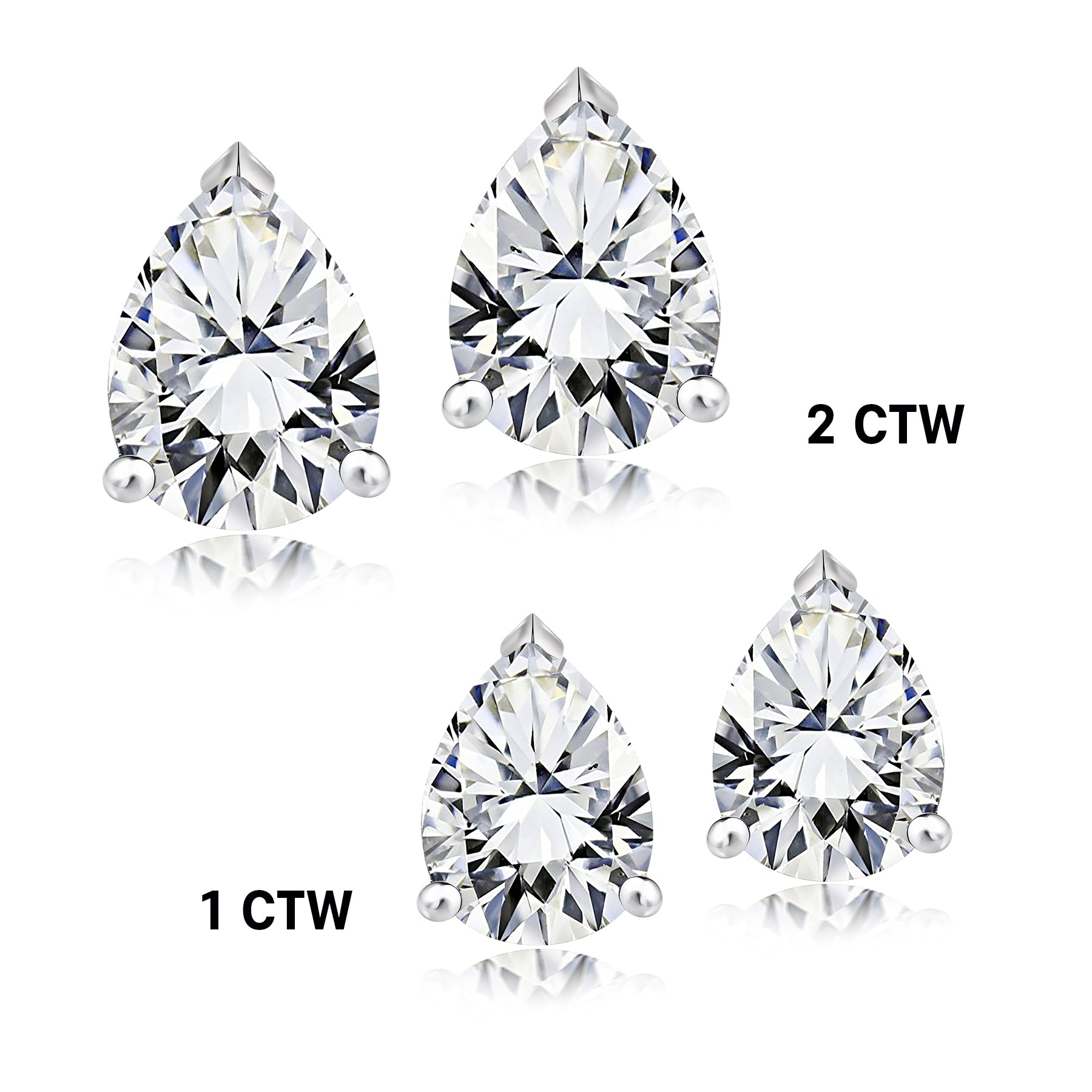 Certified - Minimalist - 0.5 Carat Teardrop Moissanite - Solitaire Stud Earrings - 18K White Gold Plating Over Silver