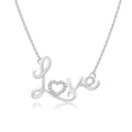 Enchanting Love Real Diamond Pendant Necklace in 18K White Gold over Silver