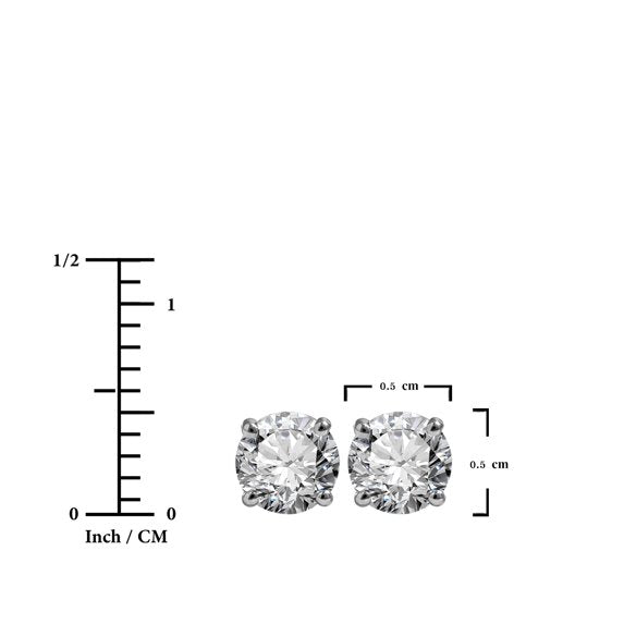 JeenMata Lab Grown Diamond Earrings 1 Carat Round Cut Real Solid 10K White Gold Solitaire Studs for Women