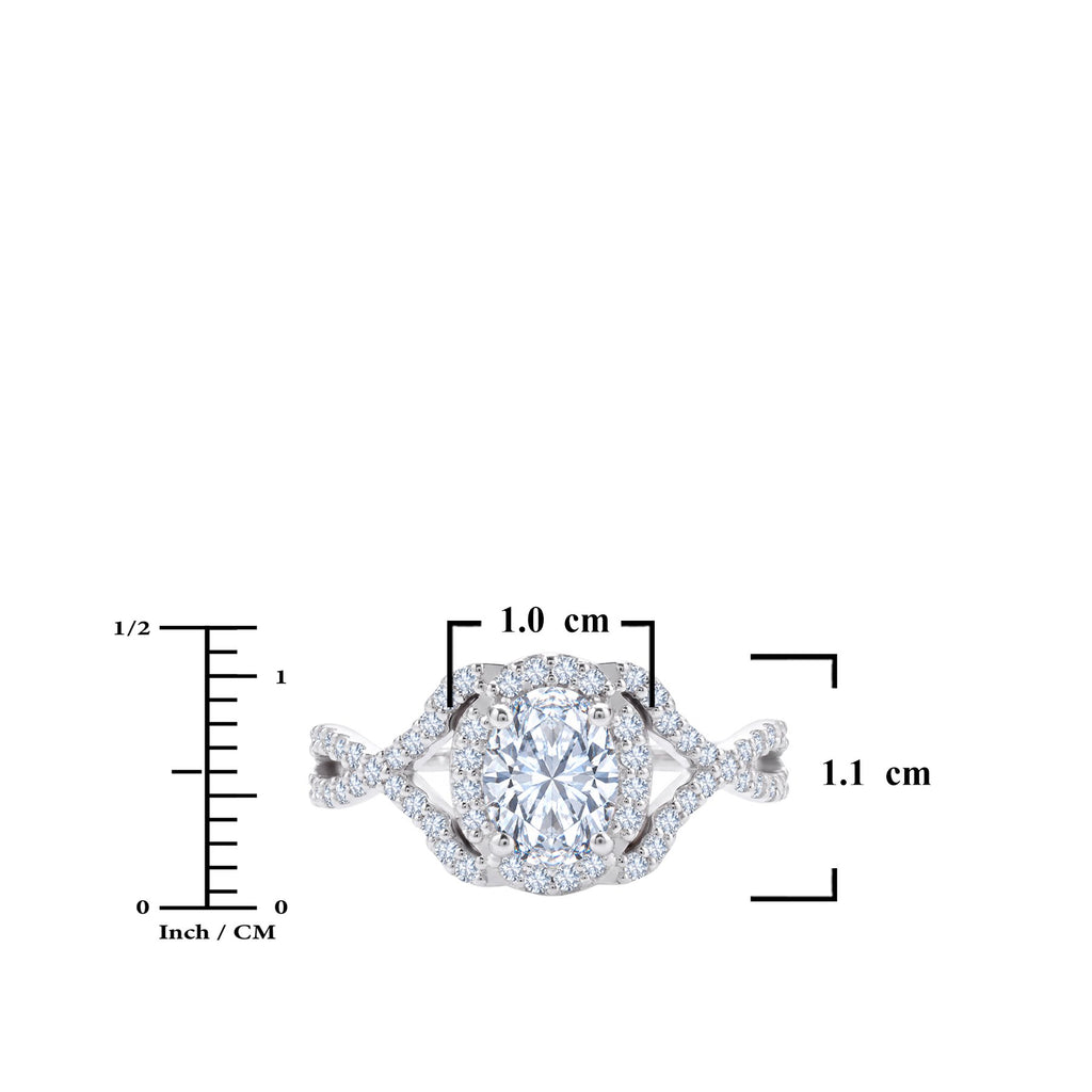 JeenMata 2 Carat Oval Cut Lab Grown Diamond - Engagement Ring with Infinity Band in 18K White Gold Plating for Woman