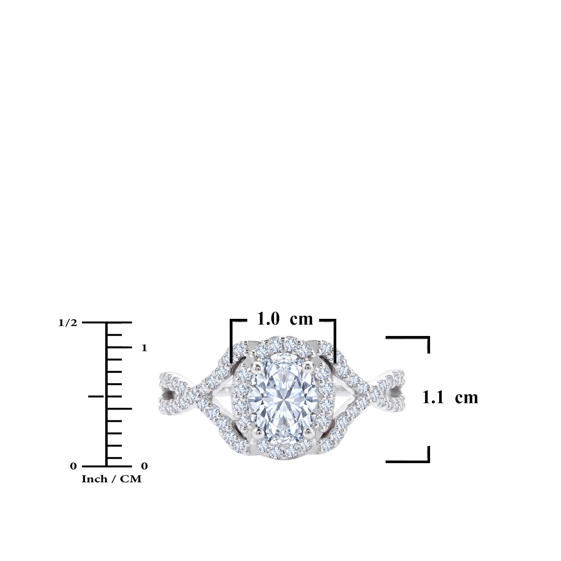 JeenMata 2 Carat Oval Cut Lab Grown Diamond - Engagement Ring with Infinity Band in 18K White Gold Plating for Woman
