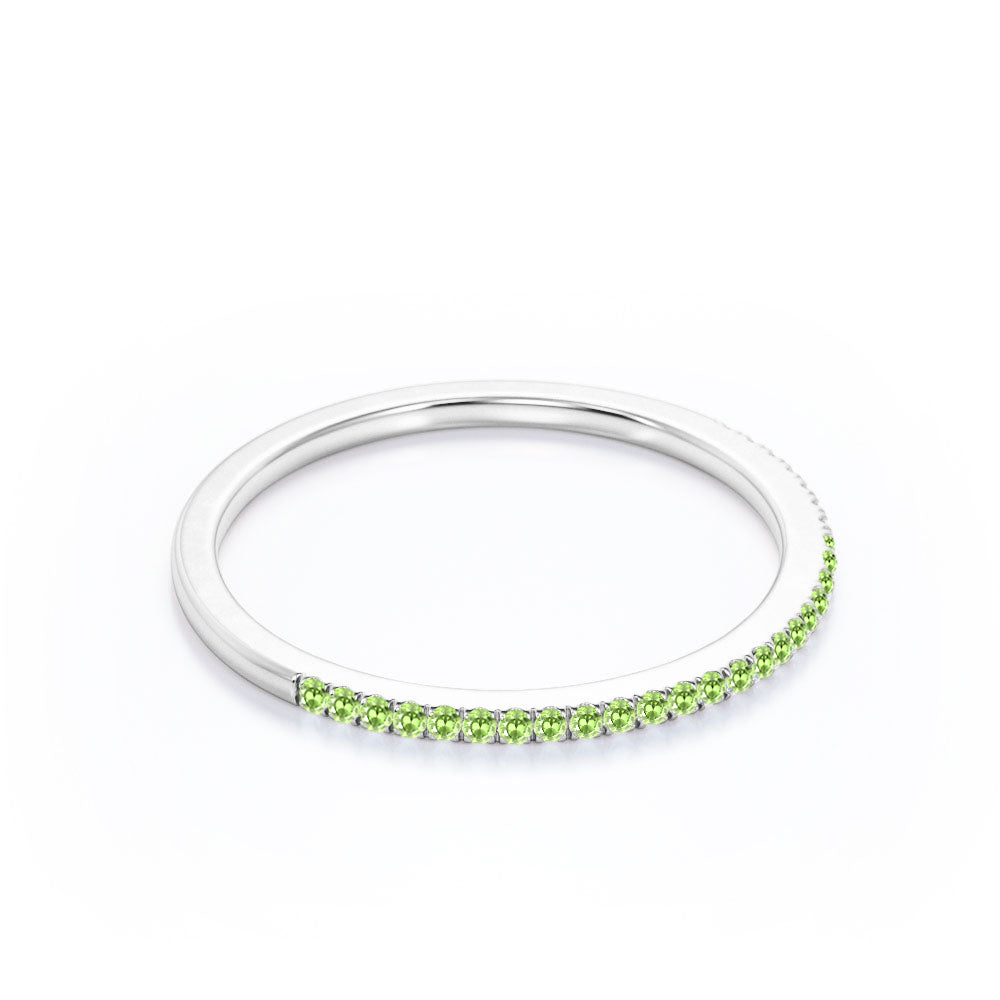 JeenMata Pave Accented - 0.25 Carat Round Cut -August Birthstone- Classic Wedding Band - 18K White Gold Plating for Women