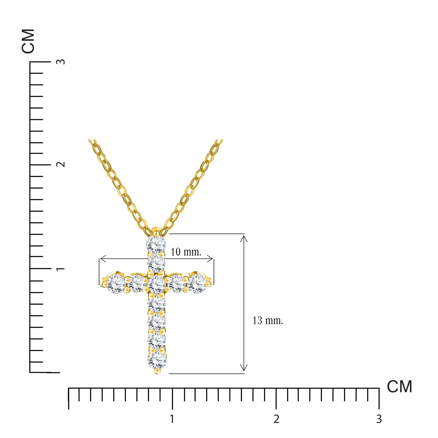 JeenMata Lab Grown Diamond Cross Pendant Necklace in 18K Yellow Gold Plating for Women