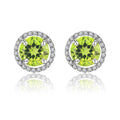 1.25 Carat Round Cut SWAROVSKI Peridot August Birthstone Halo Stud Earrings in 18K White Gold over Silver