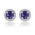 1.25 Carat Round Cut SWAROVSKI Alexandrite June Birthstone Halo Stud Earrings in 18K White Gold over Silver