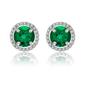 1.25 Carat Round Cut SWAROVSKI Emerald May Birthstone Halo Stud Earrings in 18K White Gold over Silver