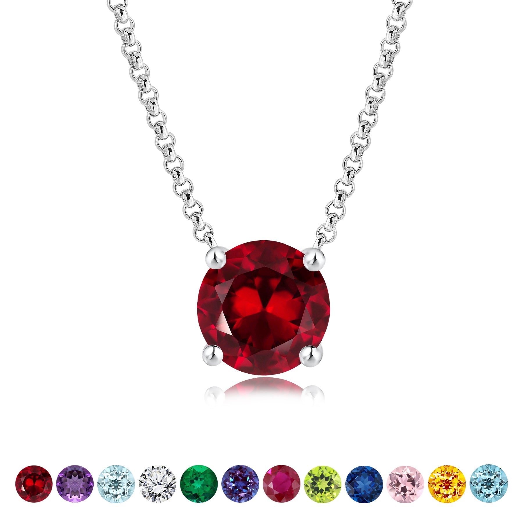 JeenMata 1 Carat Garnet - January Birthstone Solitaire Pendant Necklace in 18K Yellow Gold Plated, Female, Adult