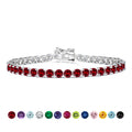 11 TCW Round Cut January - Garnet - Birthstone Tennis Bracelet for Women in Eternity Design - White Gold Plating, Female, Adult