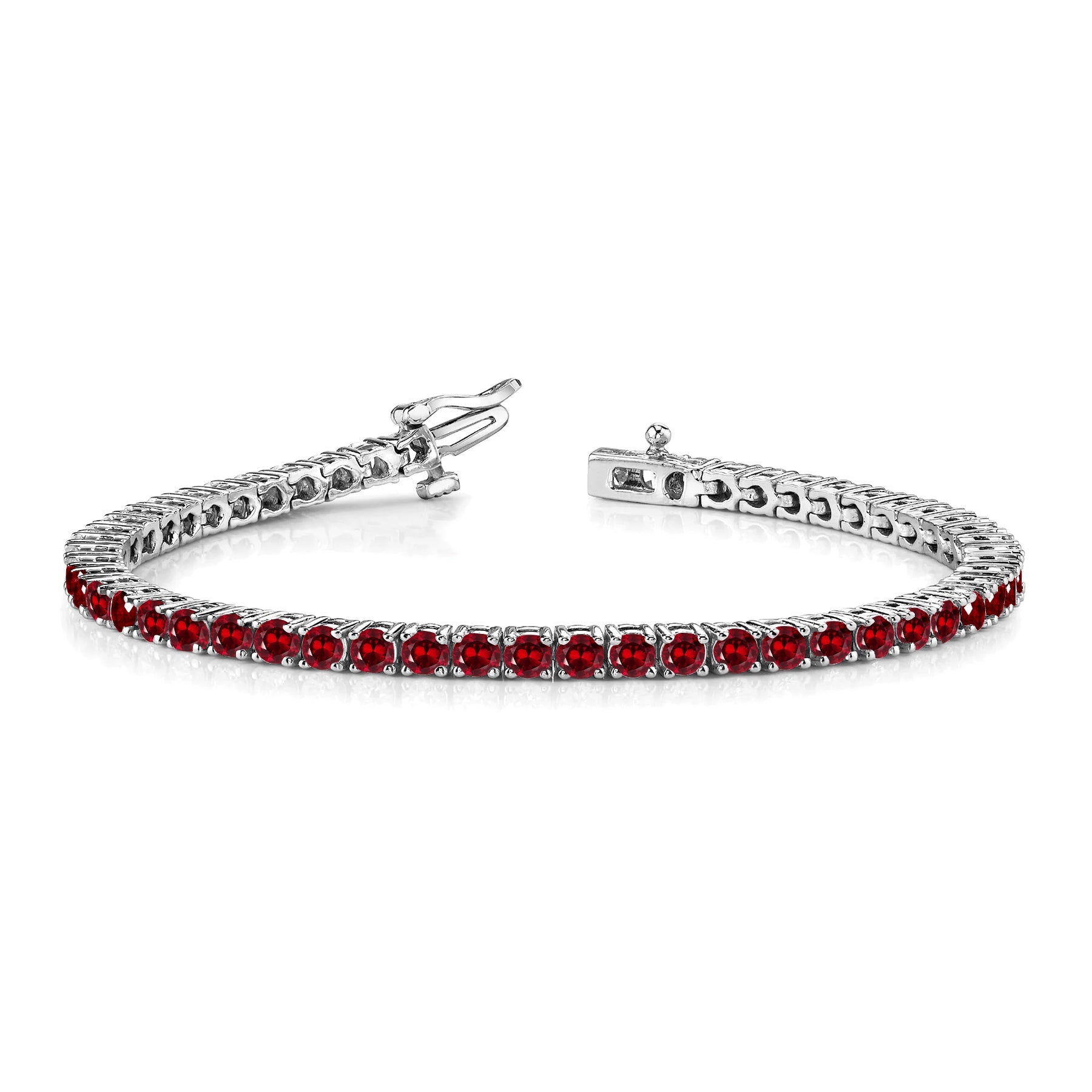 11 TCW Round Cut January - Garnet - Birthstone Tennis Bracelet for Women in Eternity Design - White Gold Plating, Female, Adult