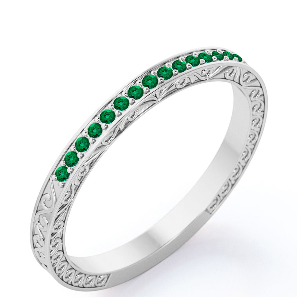 Victorian 0.25 Carat May Birthstone Wedding Band