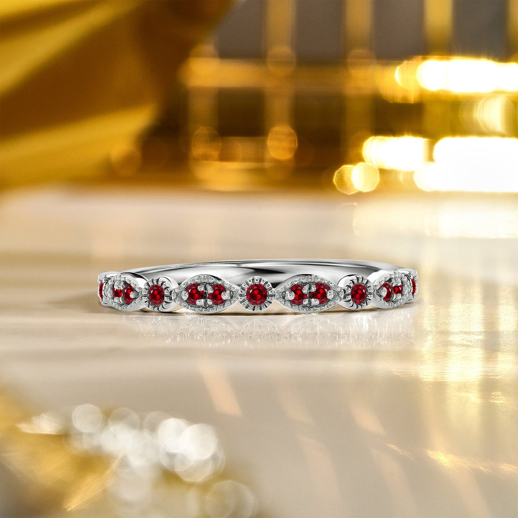 0.25 Carat January Birthstone Art-Deco Wedding Band