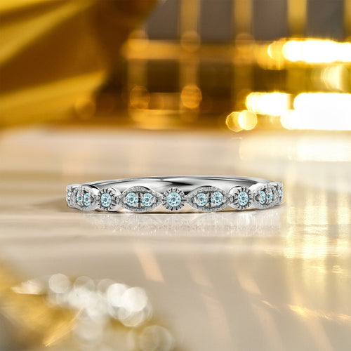 0.25 Carat March Birthstone Art-Deco Wedding Band