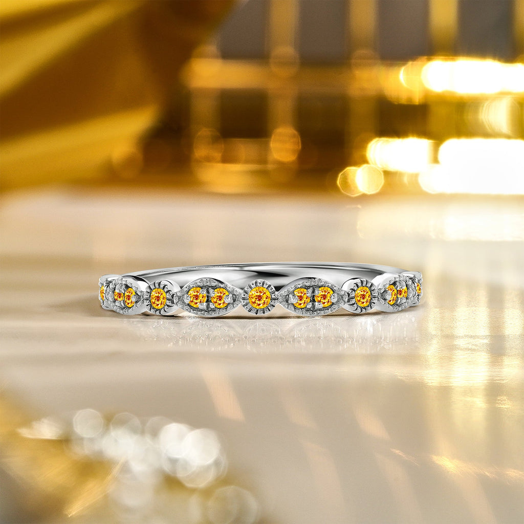 0.25 Carat November Birthstone Art-Deco Wedding Band