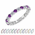 JeenMata 3.5 Carat Round Cut February Birthstone - Multicolor Eternity Wedding Band - Amethyst & Cubic Zirconia Rings in 18K White Gold Plating for Women