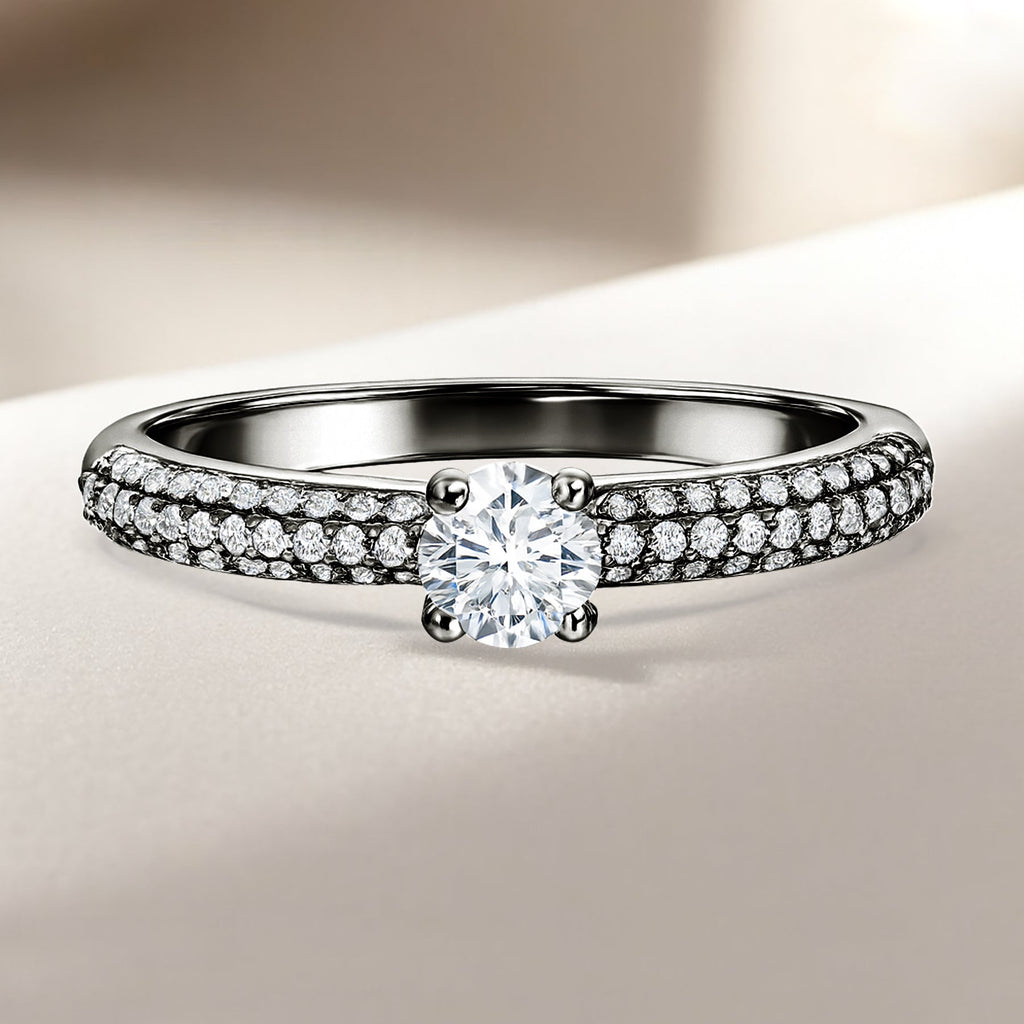 Certified 1 Ct Round  Lab Diamond Micro Pave Set Engagement Ring