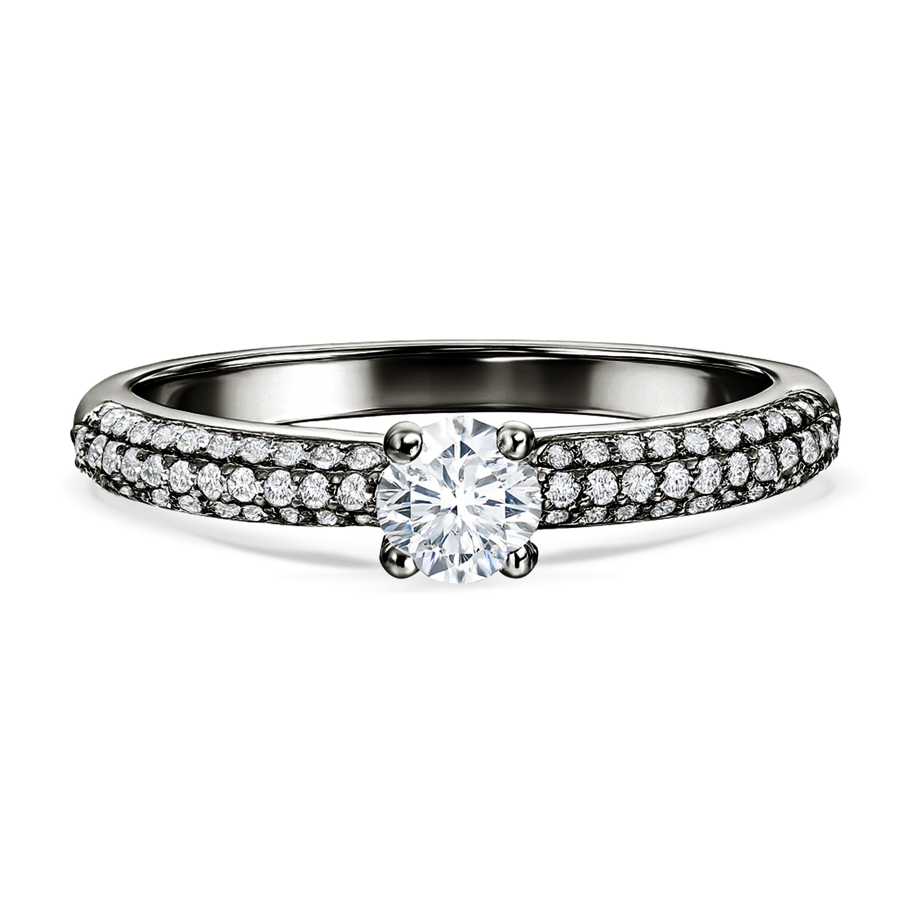 Certified 1 Ct Round  Lab Diamond Micro Pave Set Engagement Ring