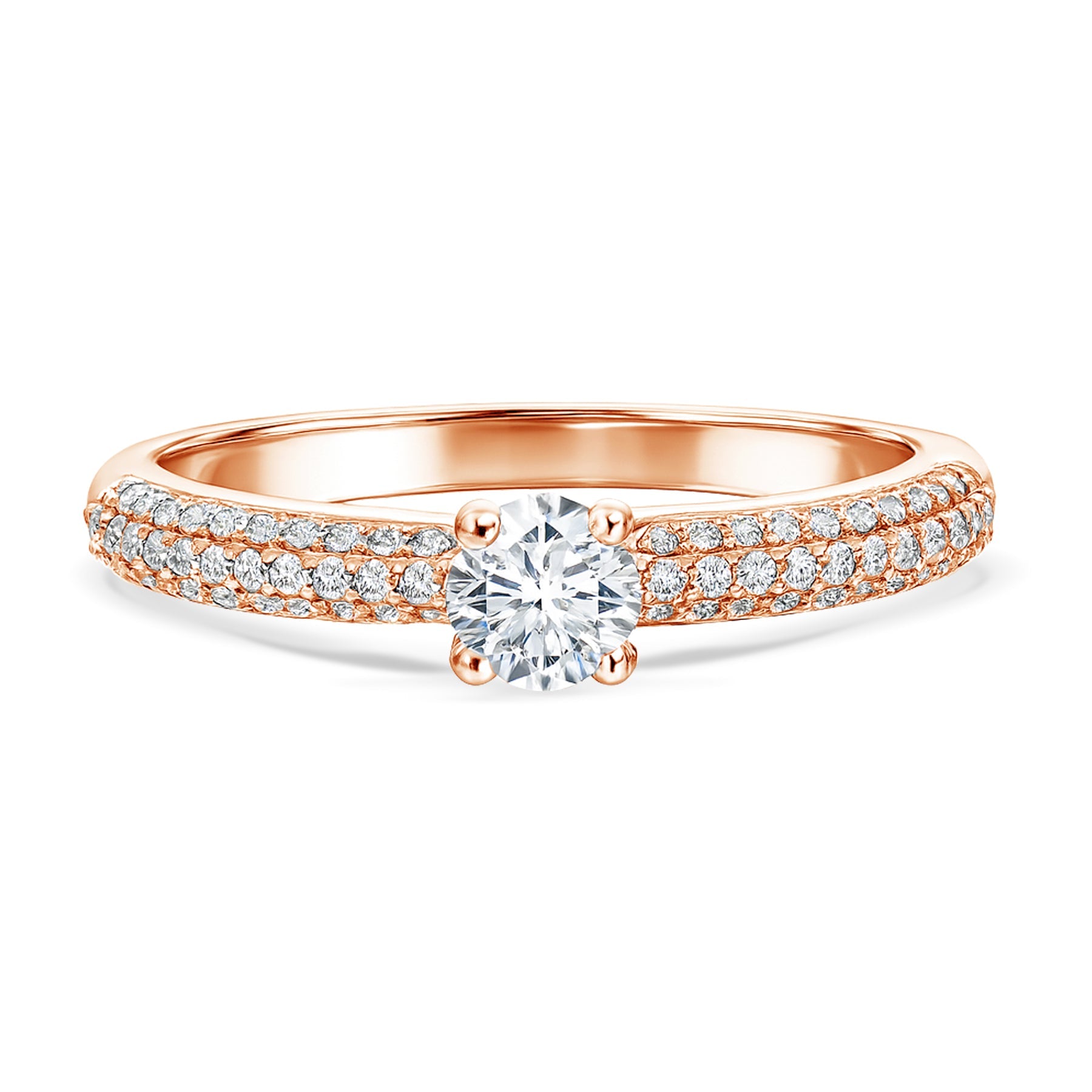 Certified 1 Ct Round  Lab Diamond Micro Pave Set Engagement Ring