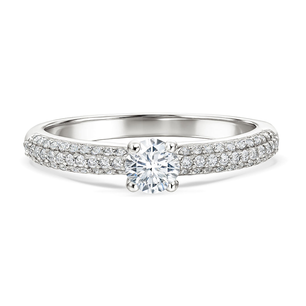 Certified 1 Ct Round  Lab Diamond Micro Pave Set Engagement Ring