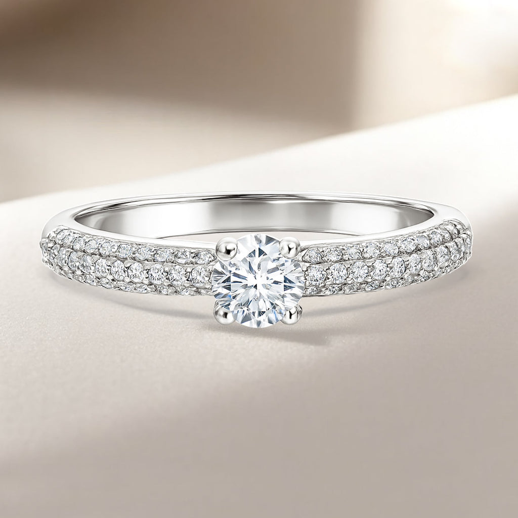 Certified 1 Ct Round  Lab Diamond Micro Pave Set Engagement Ring
