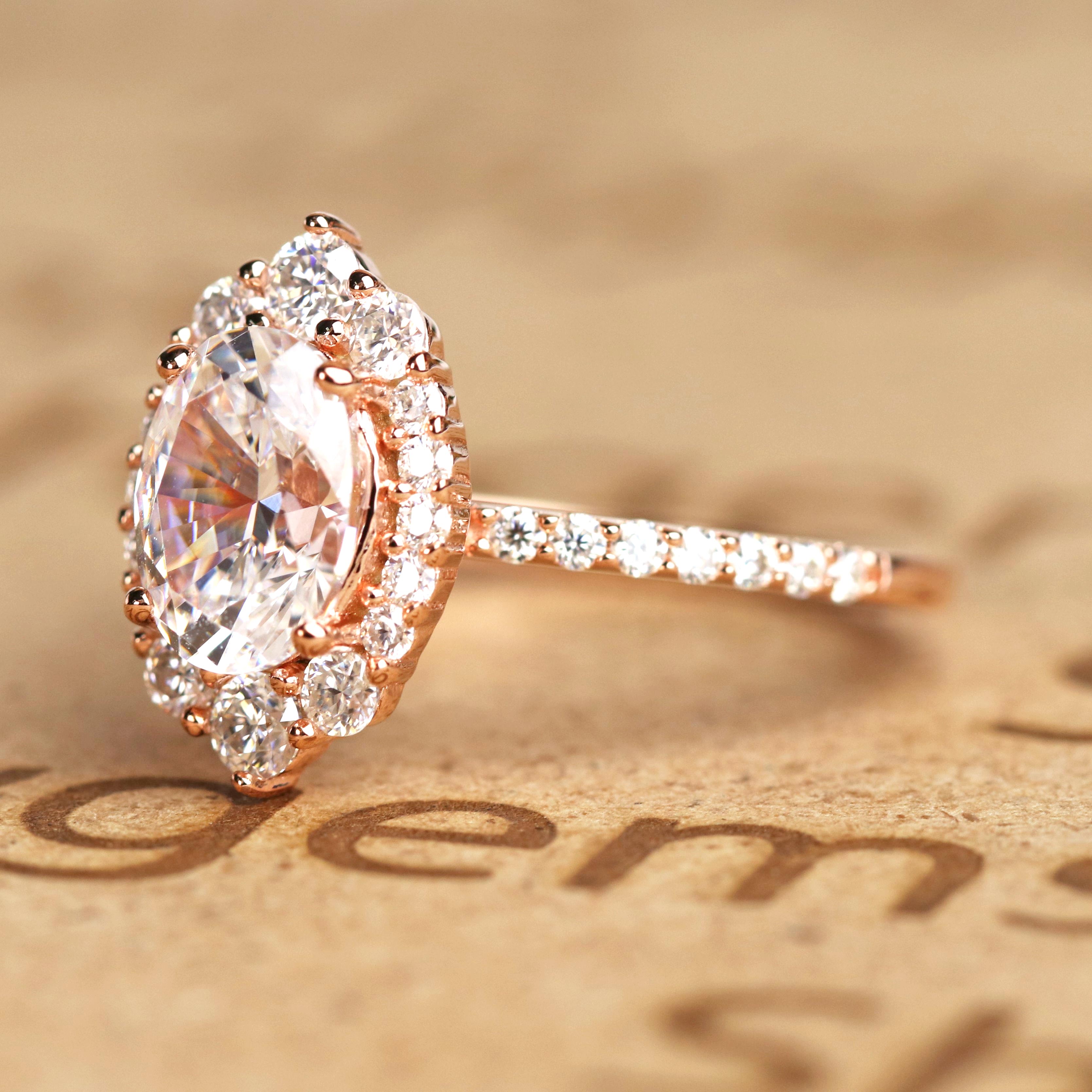 Pave 1.50 Carat Oval Moissanite Halo Engagement Ring