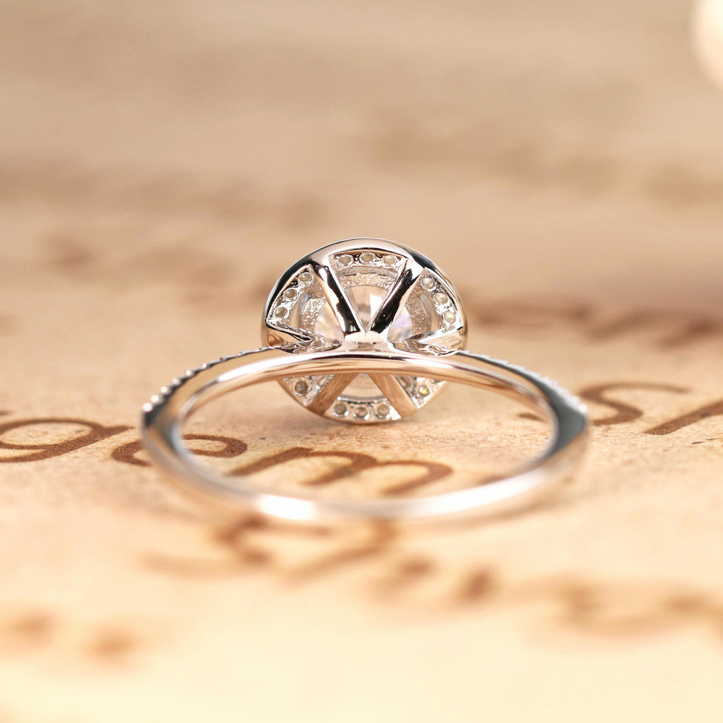 Classic 1.50 Carat Round Cut Moissanite Halo Engagement Ring