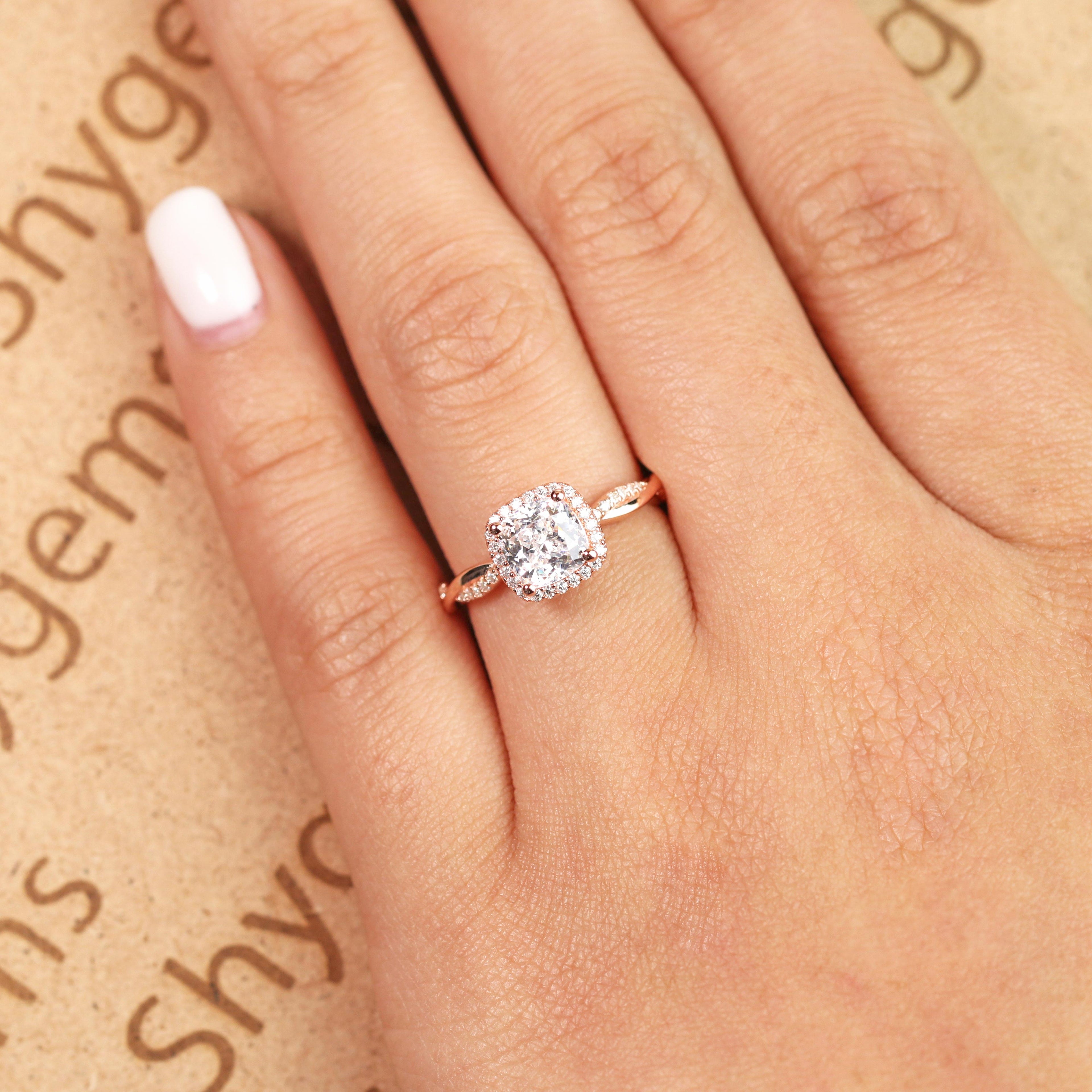 Halo 1.50 Carat Cushion Cut Moissanite Engagement Ring