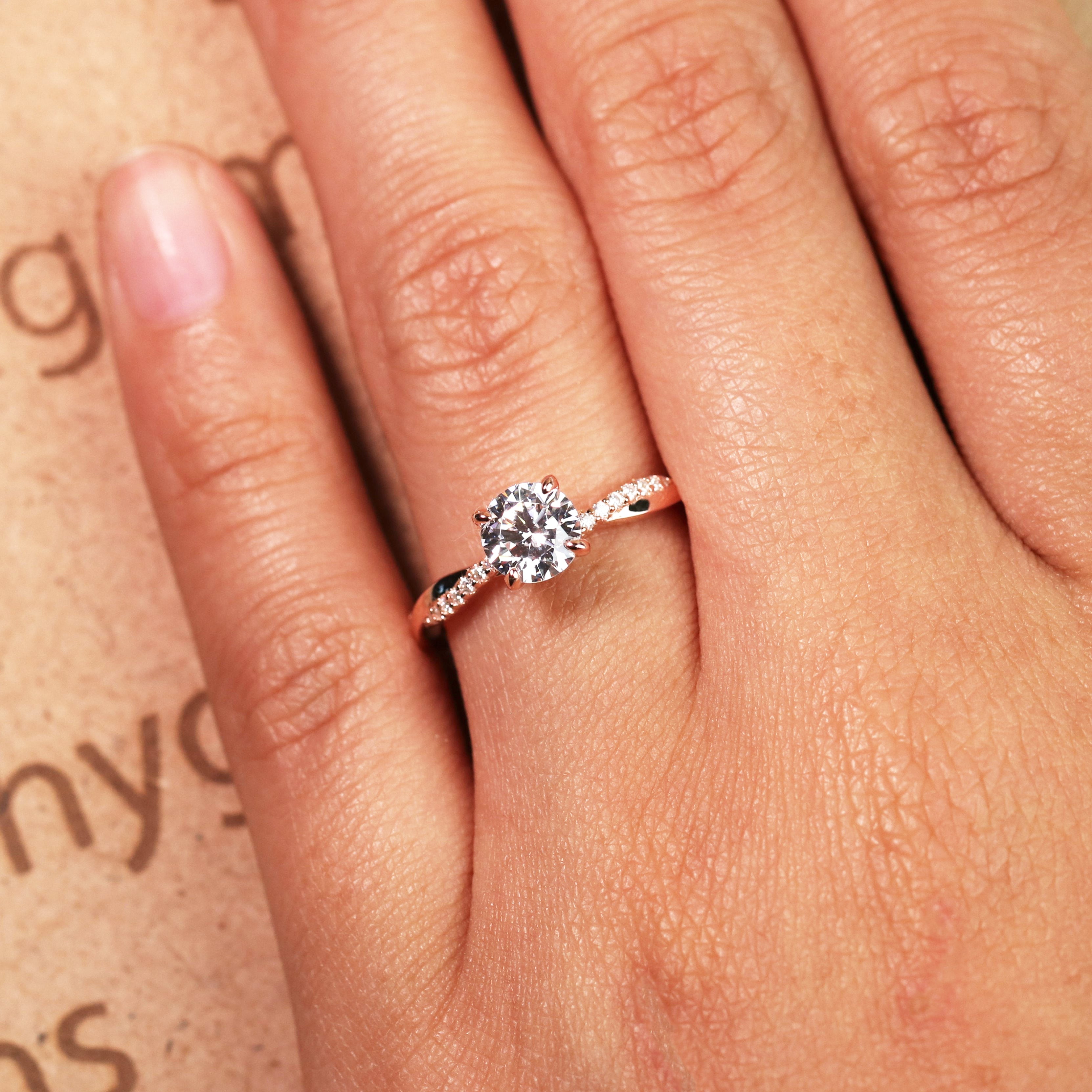 1.25 Carat Round Cut Moissanite Infinity Engagement Ring