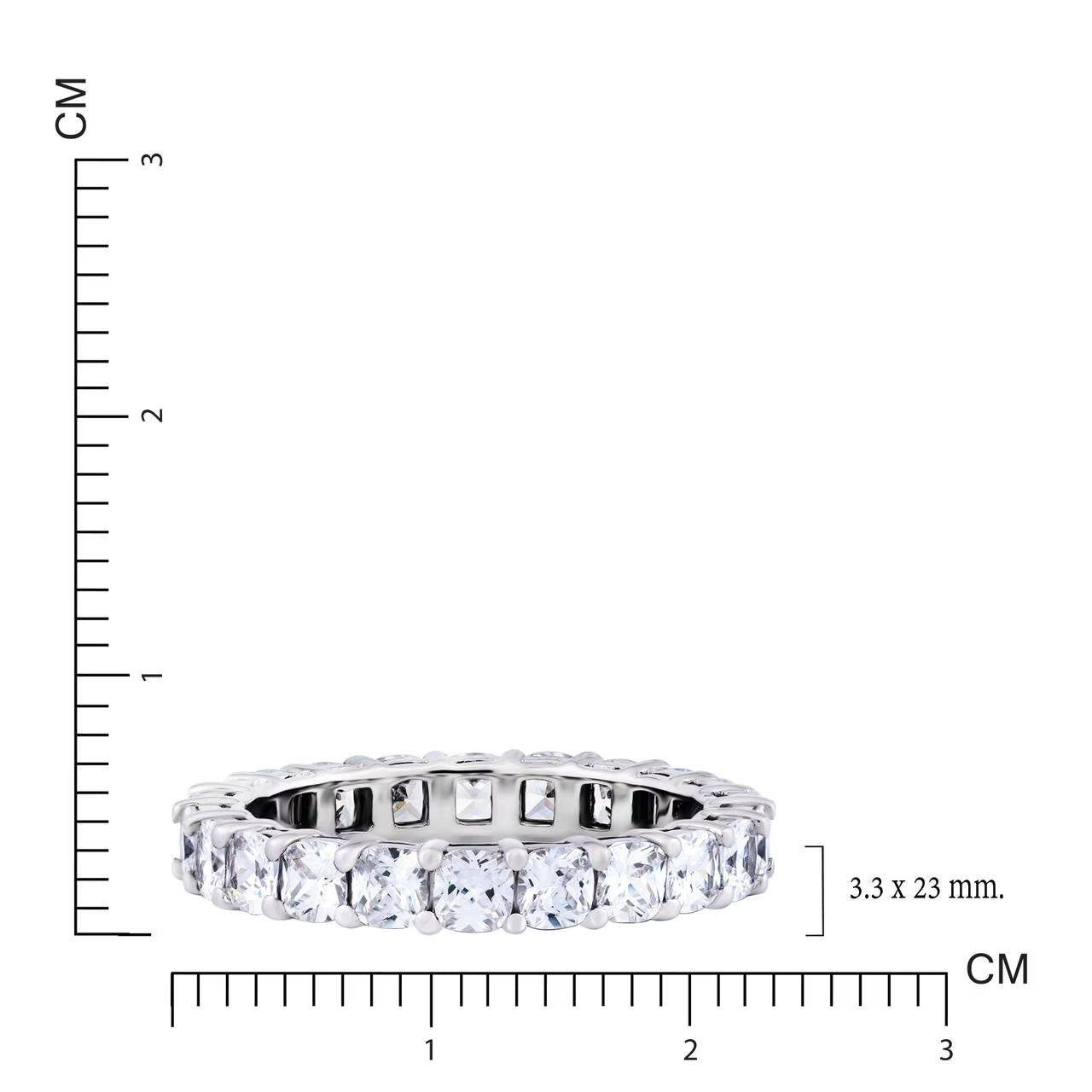 JeenMata 5.25 Carat Cushion Cut Cubic Zirconia Eternity Anniversary Ring - Classic Prong Style Wedding Ring in White Gold Plating for Women