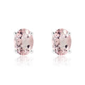 2.5 Carat Oval Cut - SWAROVSKI Pink Tourmaline - October Birthstone Solitaire Stud Earrings - 4 Prong - In 18K White Gold Plating Over Silver
