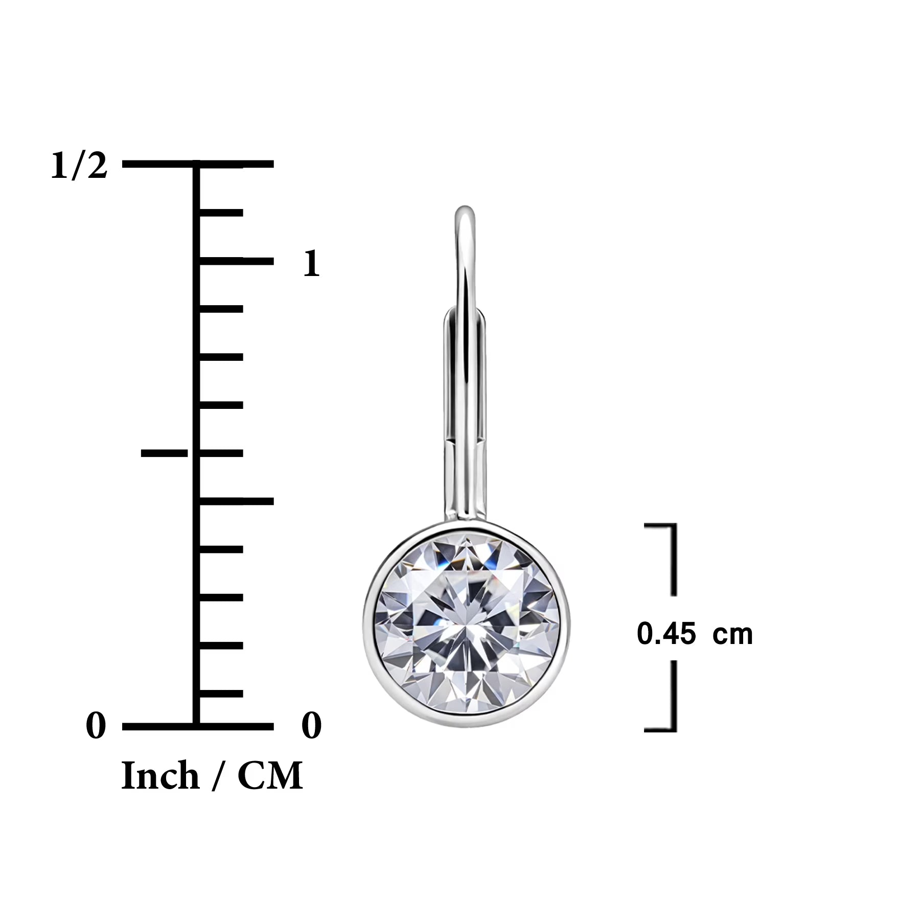 JeenMaJeenMata 0.75 Carat Lab Grown Diamond Bezel Set Leverback Drop Earring - in 18K White Gold Plating Earrings for Women, Gift for Girlfriend, Mother, Herta 0.75 Carat Lab Grown Diamond Bezel Set Leverback Drop Earrings 18K White Gold Plating for Women