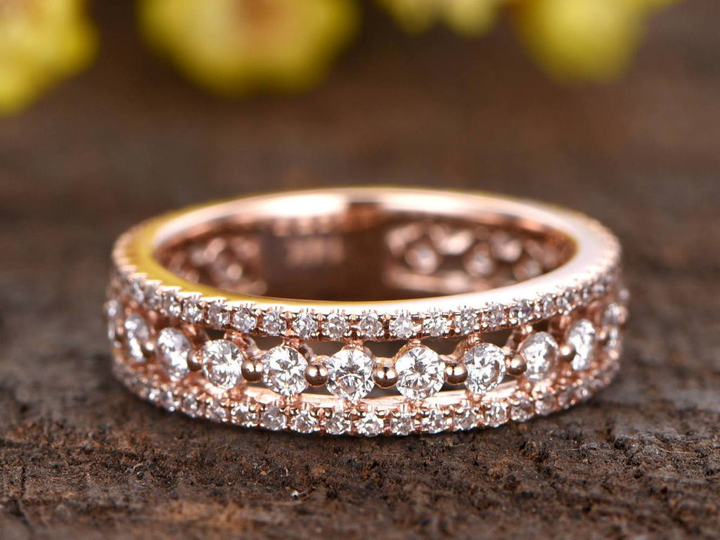 0.75 Carat Round cut Pave Stackable Ring